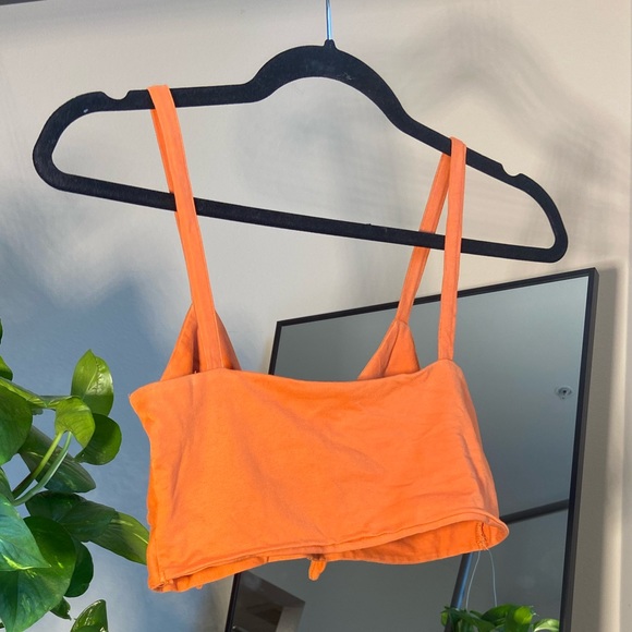 Super cute burnt orange crop top tank top with front tie - Picture 3 of 3